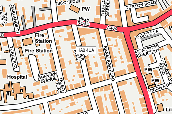 HA0 4UA map - OS OpenMap – Local (Ordnance Survey)