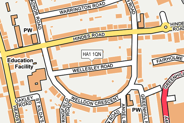 HA1 1QN map - OS OpenMap – Local (Ordnance Survey)