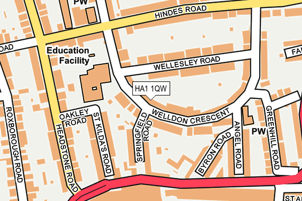 HA1 1QW map - OS OpenMap – Local (Ordnance Survey) HA1 1QW map - OS OpenMap – Local (Ordnance Survey)