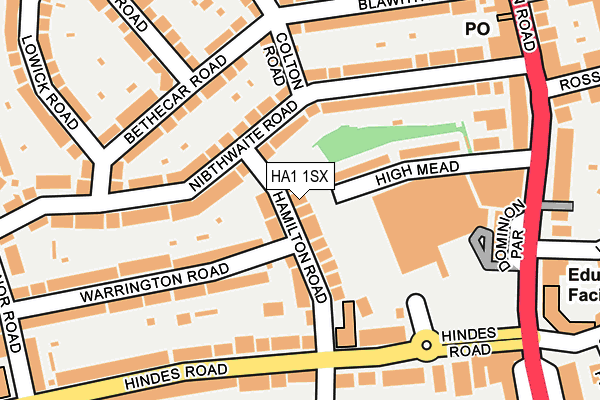 HA1 1SX map - OS OpenMap – Local (Ordnance Survey) HA1 1SX map - OS OpenMap – Local (Ordnance Survey)