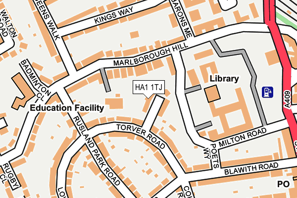 HA1 1TJ map - OS OpenMap – Local (Ordnance Survey)