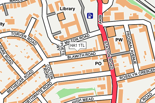 HA1 1TL map - OS OpenMap – Local (Ordnance Survey)