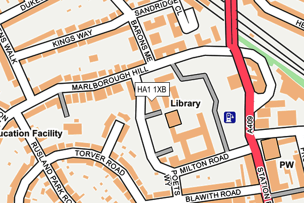 HA1 1XB map - OS OpenMap – Local (Ordnance Survey) HA1 1XB map - OS OpenMap – Local (Ordnance Survey)