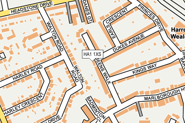HA1 1XS map - OS OpenMap – Local (Ordnance Survey)
