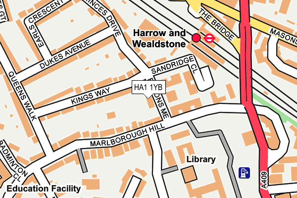 HA1 1YB map - OS OpenMap – Local (Ordnance Survey) HA1 1YB map - OS OpenMap – Local (Ordnance Survey)