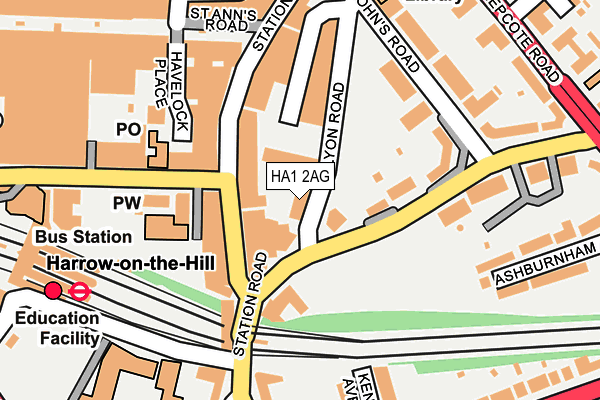 HA1 2AG map - OS OpenMap – Local (Ordnance Survey) HA1 2AG map - OS OpenMap – Local (Ordnance Survey)