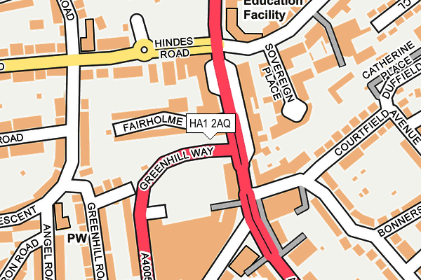HA1 2AQ map - OS OpenMap – Local (Ordnance Survey) HA1 2AQ map - OS OpenMap – Local (Ordnance Survey)