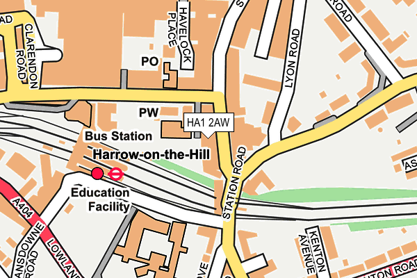 HA1 2AW map - OS OpenMap – Local (Ordnance Survey)