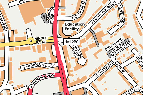 HA1 2BG map - OS OpenMap – Local (Ordnance Survey) HA1 2BG map - OS OpenMap – Local (Ordnance Survey)