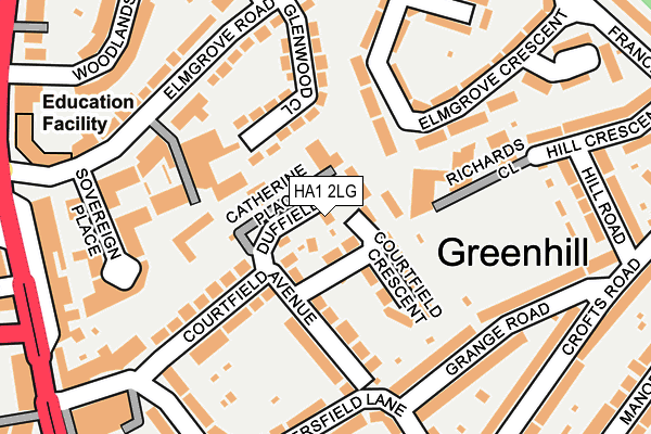 HA1 2LG map - OS OpenMap – Local (Ordnance Survey)