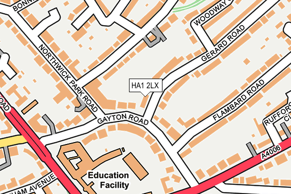 HA1 2LX map - OS OpenMap – Local (Ordnance Survey)