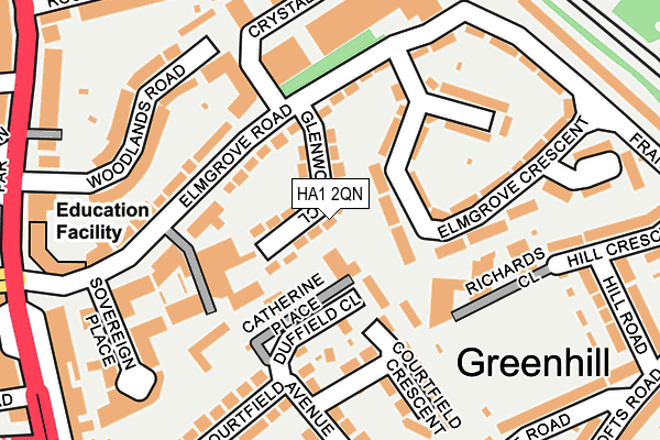 HA1 2QN map - OS OpenMap – Local (Ordnance Survey) HA1 2QN map - OS OpenMap – Local (Ordnance Survey)