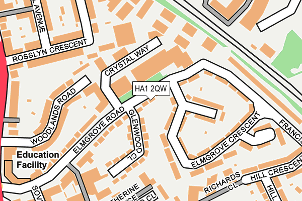 HA1 2QW map - OS OpenMap – Local (Ordnance Survey) HA1 2QW map - OS OpenMap – Local (Ordnance Survey)