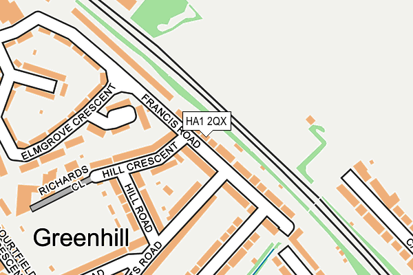 HA1 2QX map - OS OpenMap – Local (Ordnance Survey) HA1 2QX map - OS OpenMap – Local (Ordnance Survey)