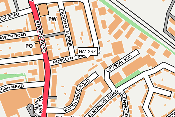 HA1 2RZ map - OS OpenMap – Local (Ordnance Survey) HA1 2RZ map - OS OpenMap – Local (Ordnance Survey)