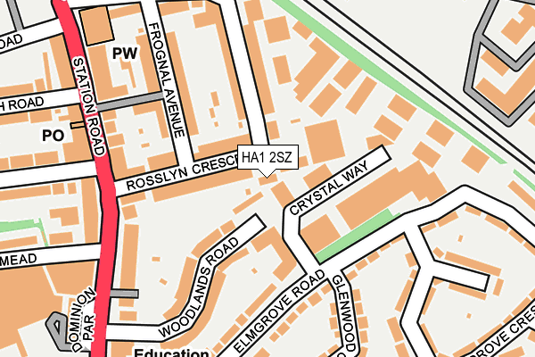 HA1 2SZ map - OS OpenMap – Local (Ordnance Survey) HA1 2SZ map - OS OpenMap – Local (Ordnance Survey)