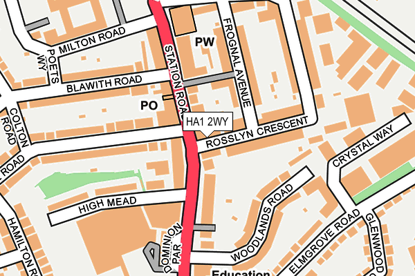 HA1 2WY map - OS OpenMap – Local (Ordnance Survey) HA1 2WY map - OS OpenMap – Local (Ordnance Survey)