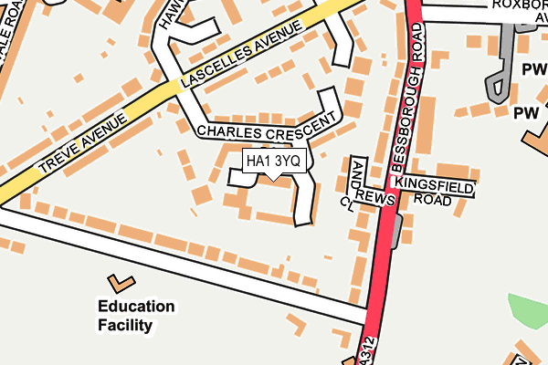 HA1 3YQ map - OS OpenMap – Local (Ordnance Survey) HA1 3YQ map - OS OpenMap – Local (Ordnance Survey)