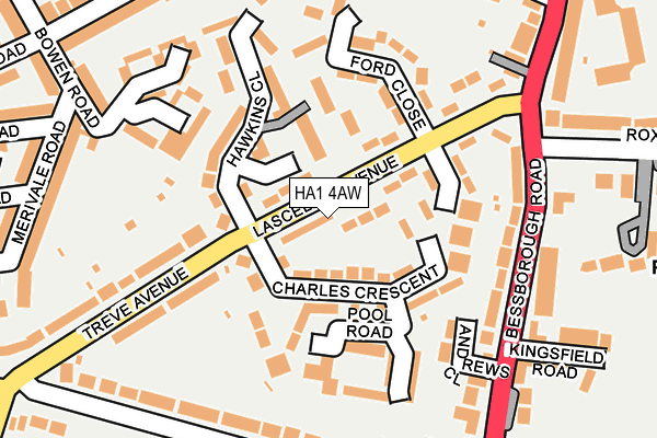 HA1 4AW map - OS OpenMap – Local (Ordnance Survey) HA1 4AW map - OS OpenMap – Local (Ordnance Survey)