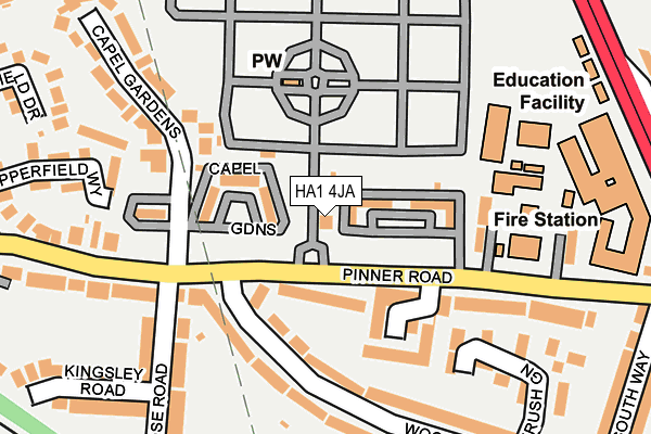 HA1 4JA map - OS OpenMap – Local (Ordnance Survey) HA1 4JA map - OS OpenMap – Local (Ordnance Survey)