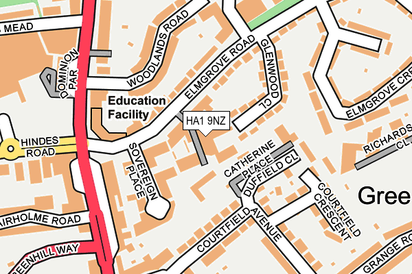 HA1 9NZ map - OS OpenMap – Local (Ordnance Survey)