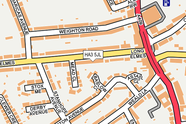 HA3 5JL map - OS OpenMap – Local (Ordnance Survey) HA3 5JL map - OS OpenMap – Local (Ordnance Survey)