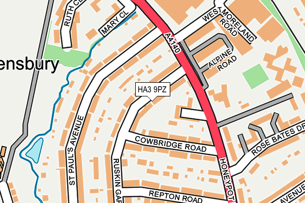 HA3 9PZ map - OS OpenMap – Local (Ordnance Survey) HA3 9PZ map - OS OpenMap – Local (Ordnance Survey)
