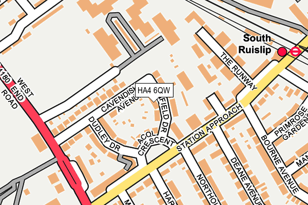 HA4 6QW map - OS OpenMap – Local (Ordnance Survey) HA4 6QW map - OS OpenMap – Local (Ordnance Survey)
