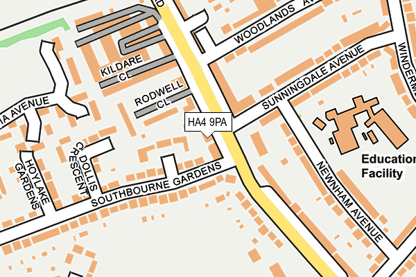 HA4 9PA map - OS OpenMap – Local (Ordnance Survey) HA4 9PA map - OS OpenMap – Local (Ordnance Survey)