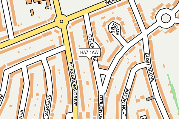HA7 1AW map - OS OpenMap – Local (Ordnance Survey) HA7 1AW map - OS OpenMap – Local (Ordnance Survey)