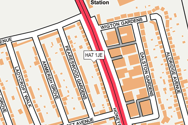 HA7 1JE map - OS OpenMap – Local (Ordnance Survey)