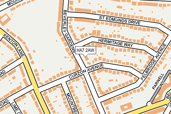 HA7 2AW map - OS OpenMap – Local (Ordnance Survey) HA7 2AW map - OS OpenMap – Local (Ordnance Survey)