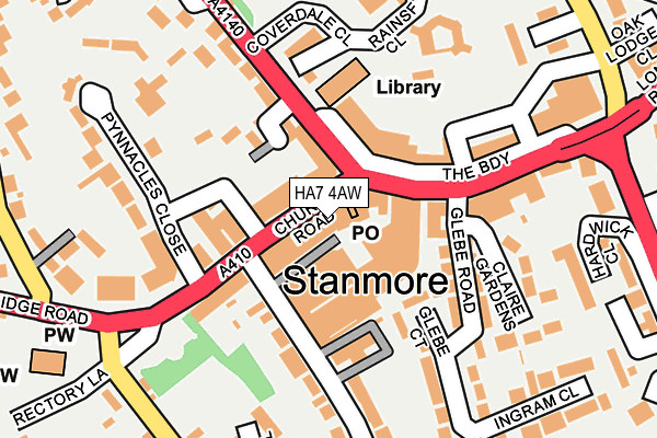 HA7 4AW map - OS OpenMap – Local (Ordnance Survey)