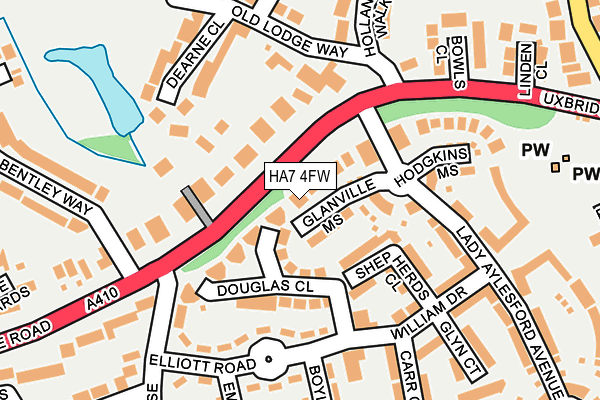 HA7 4FW map - OS OpenMap – Local (Ordnance Survey) HA7 4FW map - OS OpenMap – Local (Ordnance Survey)