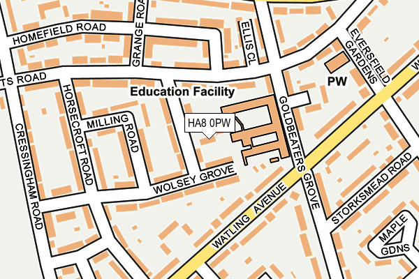 HA8 0PW map - OS OpenMap – Local (Ordnance Survey) HA8 0PW map - OS OpenMap – Local (Ordnance Survey)
