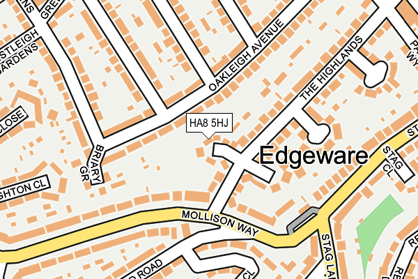 HA8 5HJ map - OS OpenMap – Local (Ordnance Survey)