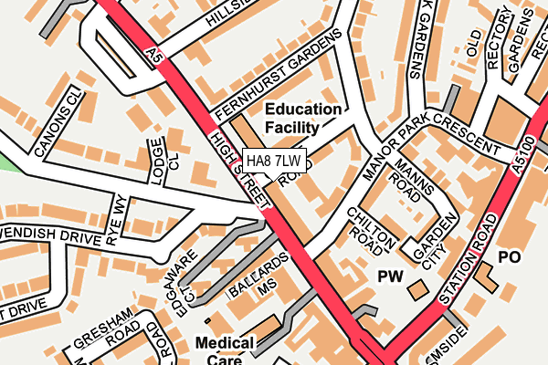 HA8 7LW map - OS OpenMap – Local (Ordnance Survey) HA8 7LW map - OS OpenMap – Local (Ordnance Survey)