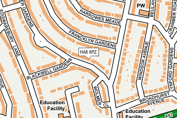 HA8 8PZ map - OS OpenMap – Local (Ordnance Survey) HA8 8PZ map - OS OpenMap – Local (Ordnance Survey)
