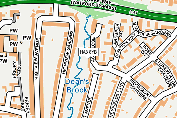 HA8 8YB map - OS OpenMap – Local (Ordnance Survey) HA8 8YB map - OS OpenMap – Local (Ordnance Survey)