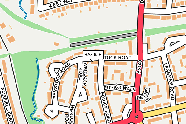 HA8 9JE map - OS OpenMap – Local (Ordnance Survey) HA8 9JE map - OS OpenMap – Local (Ordnance Survey)