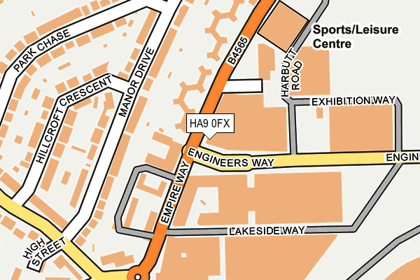 HA9 0FX map - OS OpenMap – Local (Ordnance Survey)