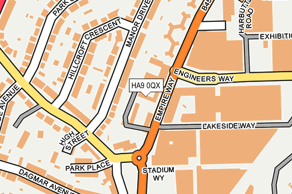 HA9 0QX map - OS OpenMap – Local (Ordnance Survey)