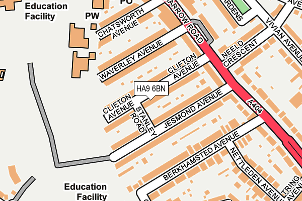 HA9 6BN map - OS OpenMap – Local (Ordnance Survey) HA9 6BN map - OS OpenMap – Local (Ordnance Survey)