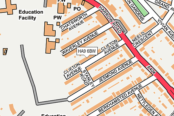 HA9 6BW map - OS OpenMap – Local (Ordnance Survey) HA9 6BW map - OS OpenMap – Local (Ordnance Survey)