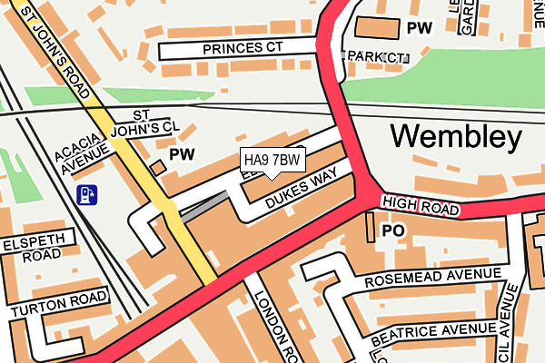 HA9 7BW map - OS OpenMap – Local (Ordnance Survey) HA9 7BW map - OS OpenMap – Local (Ordnance Survey)