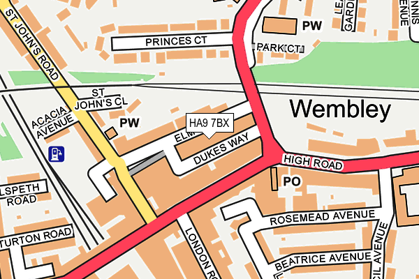 HA9 7BX map - OS OpenMap – Local (Ordnance Survey)