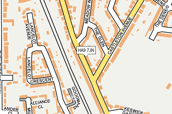 HA9 7JN map - OS OpenMap – Local (Ordnance Survey) HA9 7JN map - OS OpenMap – Local (Ordnance Survey)
