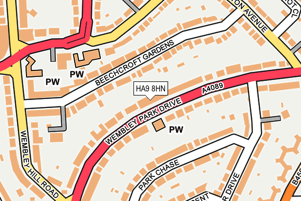 HA9 8HN map - OS OpenMap – Local (Ordnance Survey)