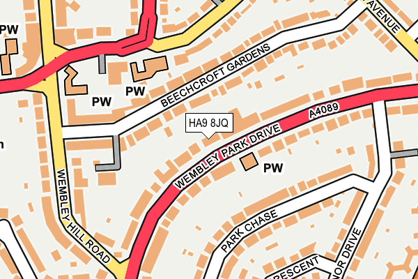 HA9 8JQ map - OS OpenMap – Local (Ordnance Survey)