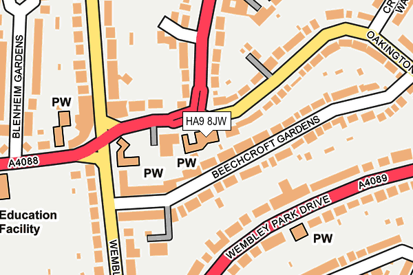 HA9 8JW map - OS OpenMap – Local (Ordnance Survey) HA9 8JW map - OS OpenMap – Local (Ordnance Survey)